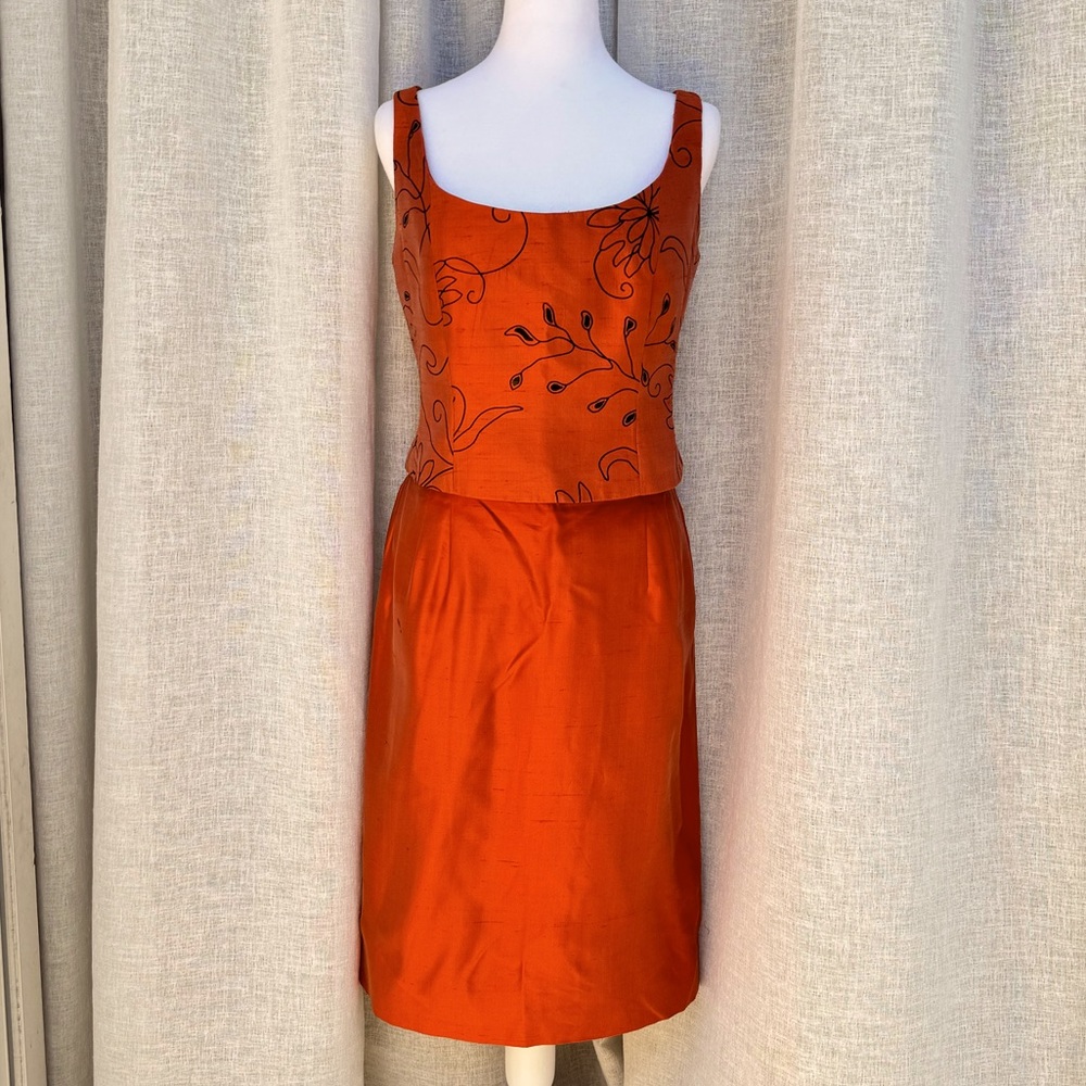 LUCA LUCA by Luca Orlandi orange top and skirt silk taffeta set